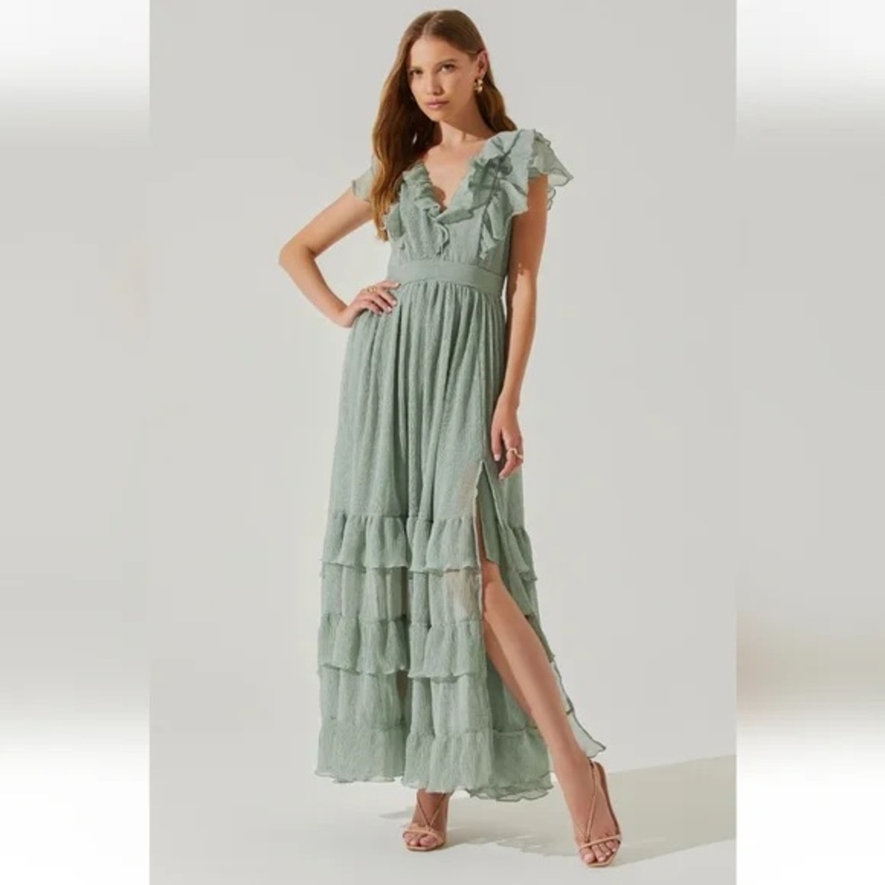 Astr the Label Tiara Sage Ruffle Tiered Maxi Dress